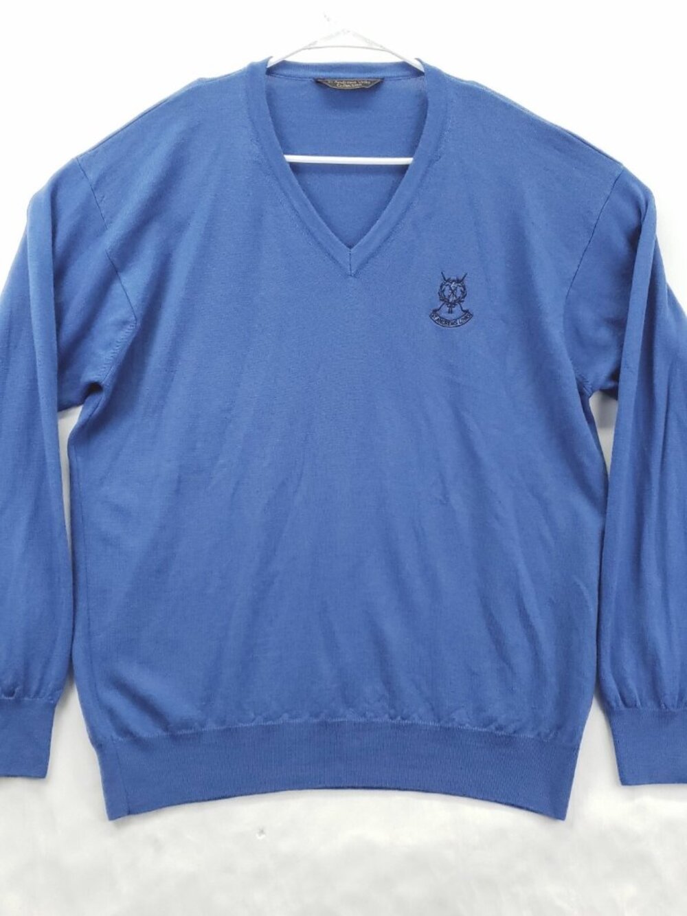 St Andrews Links Collection Sweater Mens XL Blue Pure New Wool Italy Made V-Neck